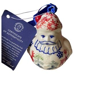 Polish Pottery Christmas Santa Ornament Handmade in Poland Manufaktura Tree Gift